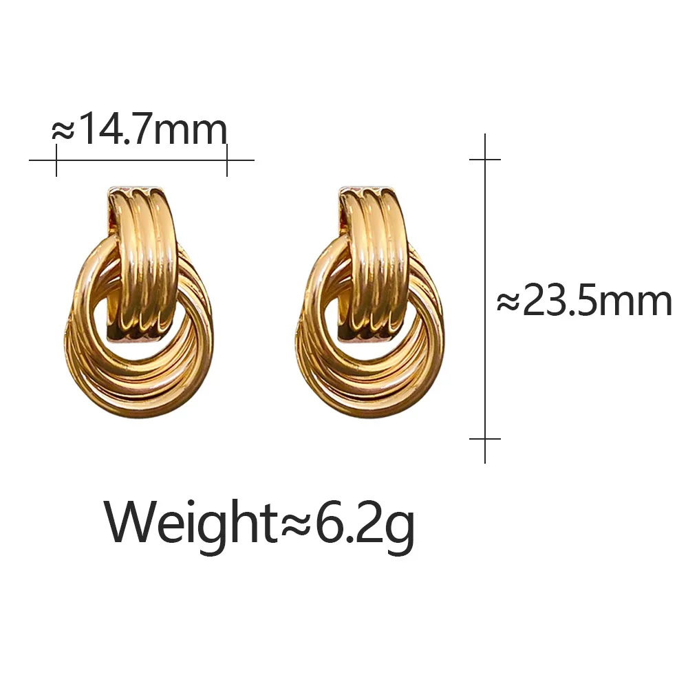2024 Wholesale New Geometric Multi-Layer Earrings 18K Gold Plated Vintage Pendant Earrings Jewelry