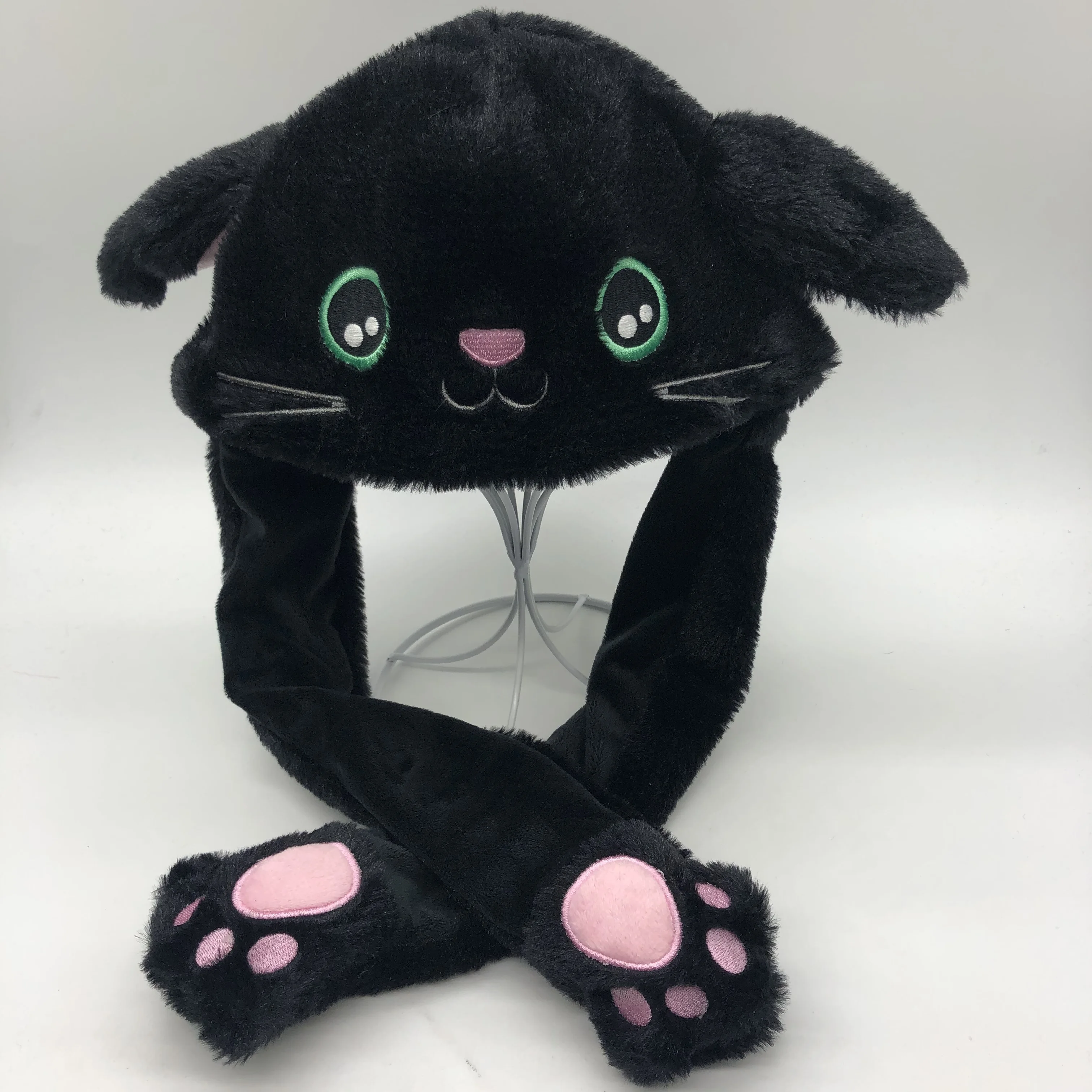 Animal Ear Plush Hat Movable Jumping Cat Ear Funny Cute Animals Toys Plush Hat