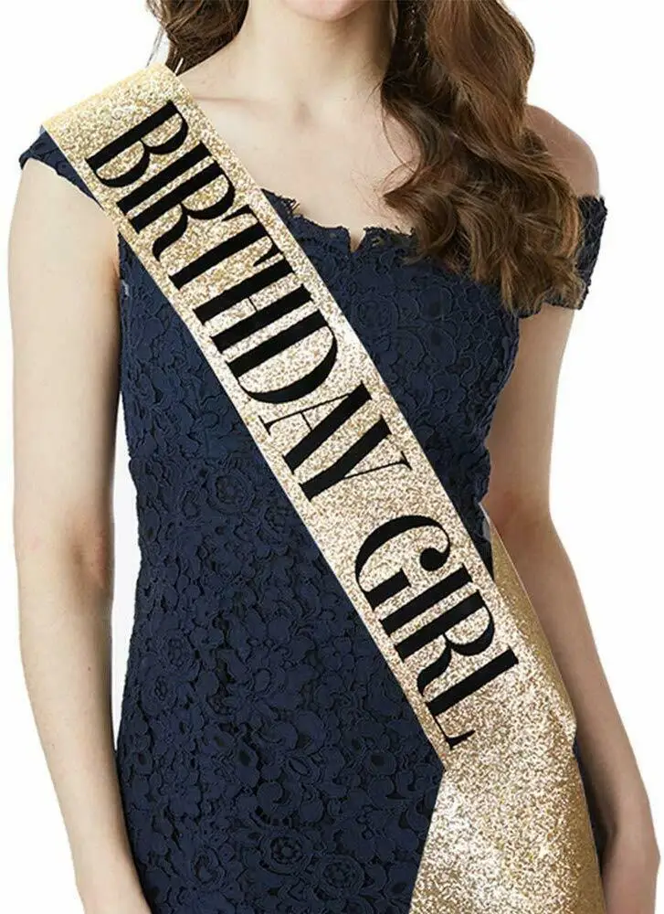 Rose Gold Princess Happy Birthday Crown 21st 30th 40th 50th Birthday Girl Birthday Sash and Crown Kit Party Decoration