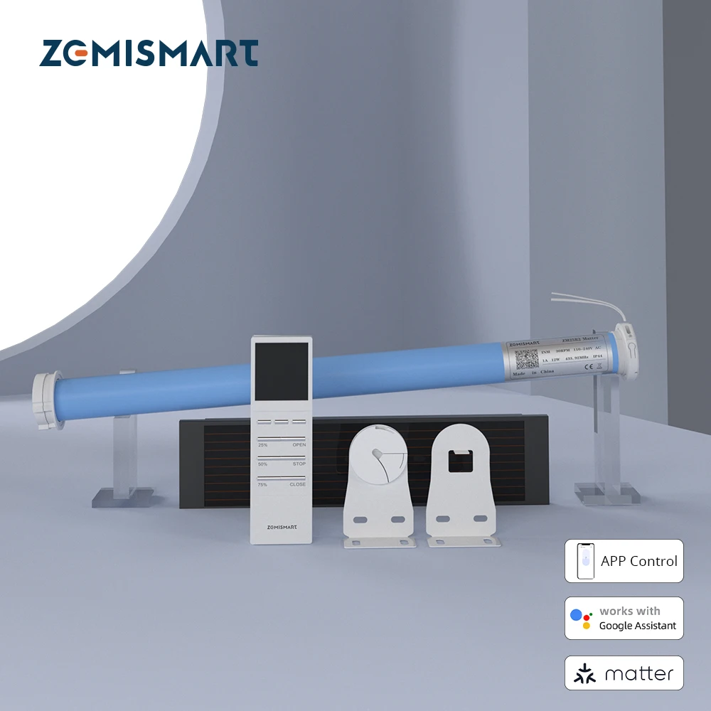 Zemismart, перезаряжаемый трубчатый двигатель, рулонные жалюзи, затвор, занавес с солнечной панелью, Alexa, Google Home