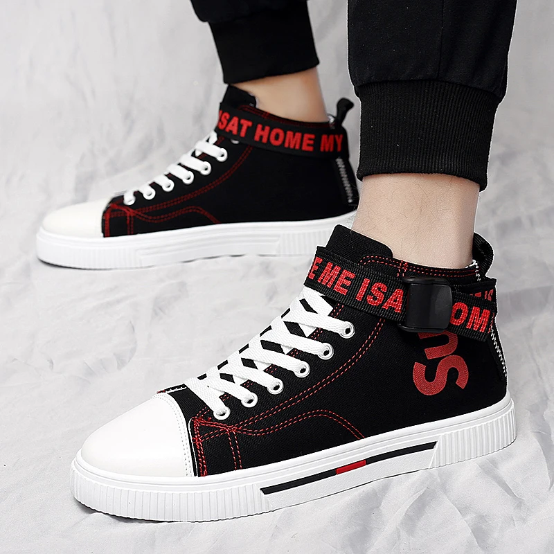 Moyo Fashion Black Canvas Shoes Teenager Casual Sneakers Summer High Top Skateboard Shoes Men Shoes