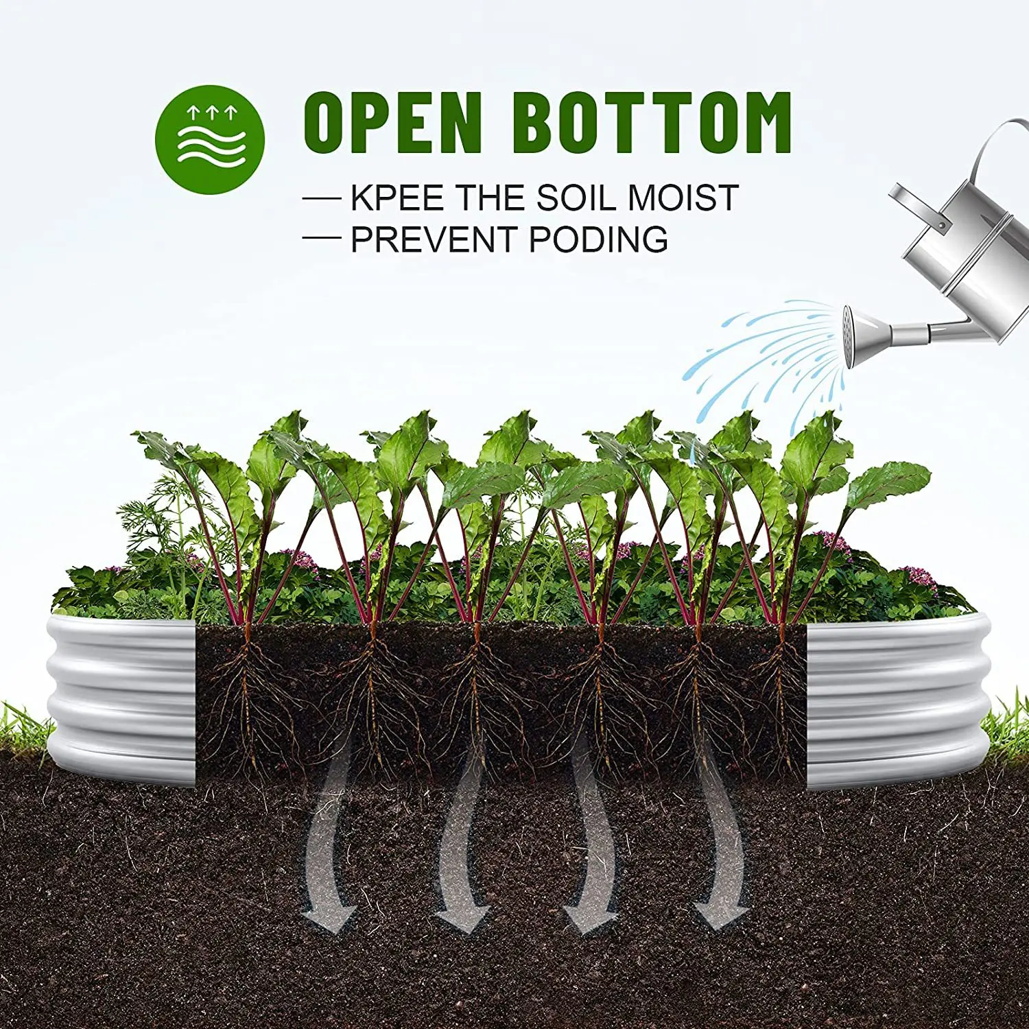 Outdoor Guard Metal Galvanized Oval Planter Raised Garden Boxes Raised Garden Beds Kit for Vegetable Fruits