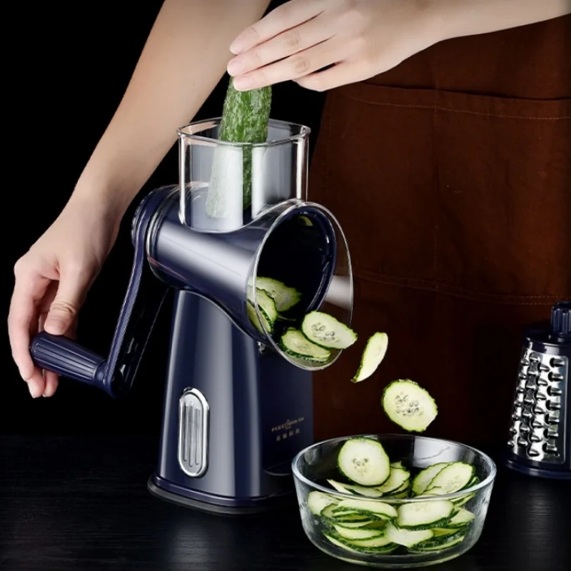 Multi-functional Vegetable Cutter Hand Crank Roller Vegetable Cutter Scrubber Slicer Potato Slicer