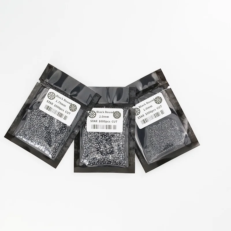 Synthetic color gemstones loose small size melee 1mm cubic zirconia black round brilliant cut gemstones for jewelry making