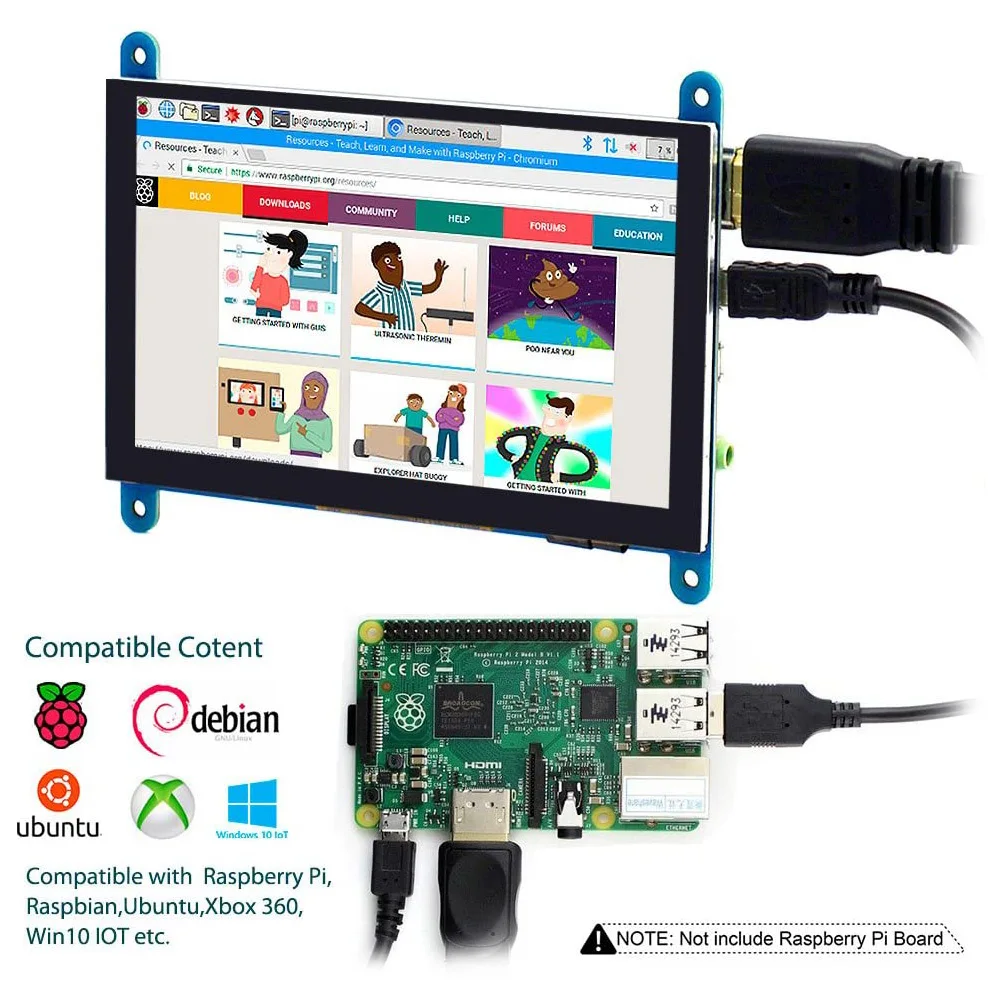 Raspberry Pi Touch screen Monitor 5 inch HDMI LCD Screen Display 800x480 Compatible with Raspberry Pi Windows 10 8 7