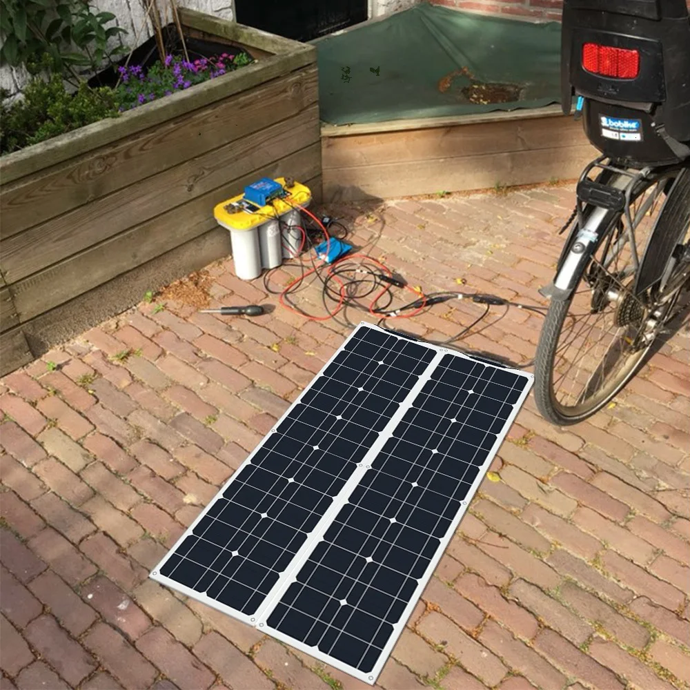 2pcs 50w narrow shape 100w flexible solar pane kit