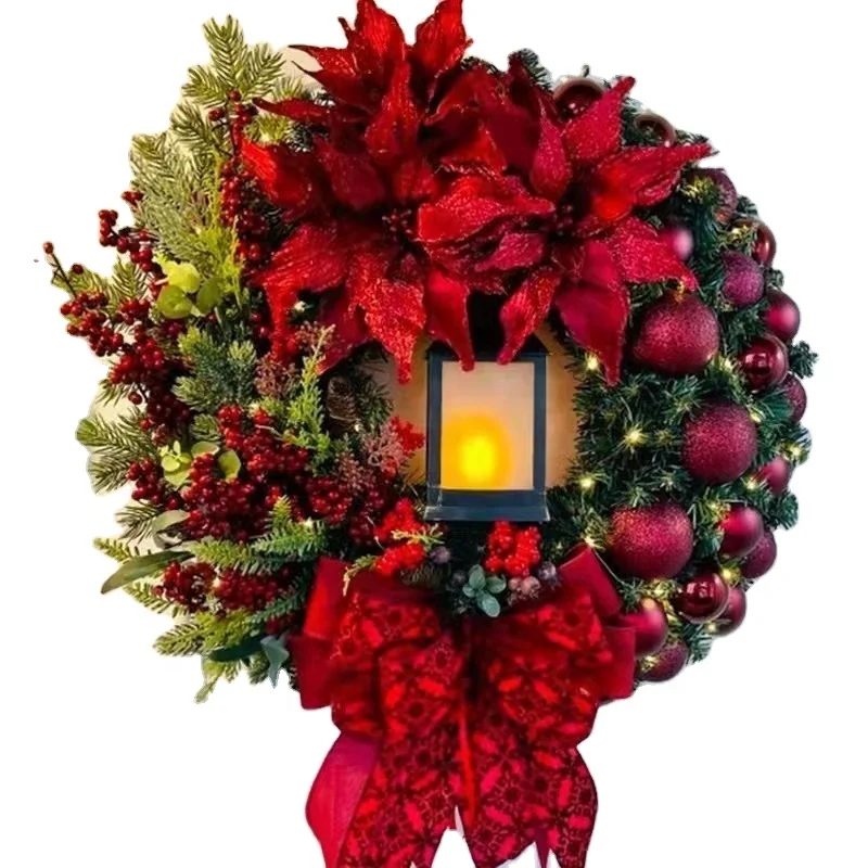 hot sale amazon 2022 christmas wreath decorative christmas wreath and garland decoration 2022 christmas wreath swags