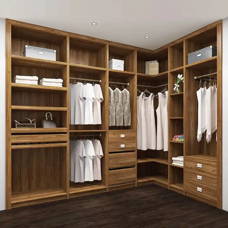 Factory Price Customized Bedroom Walk-In Portable Wardrobe Glass Door Closet Modern Wooden Wardrobe Room Cabinets
