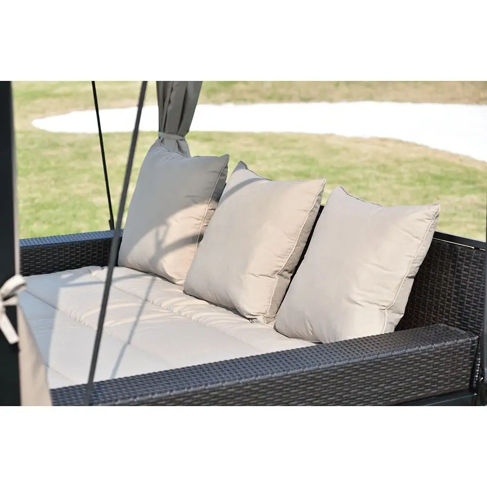 New Fashion Adjustable Weatherproof Shelter Hammock Swing Sofa Outdoor Furniture Steel Garden 3-seats Swing Sofa