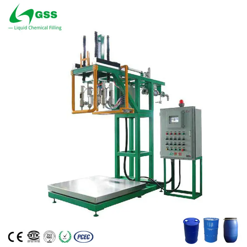GSS 100-300L Drum Semi-Automatic Acetone Trimethyl ester Antifreeze Grease Liquid Chemical Filling Packing Machine