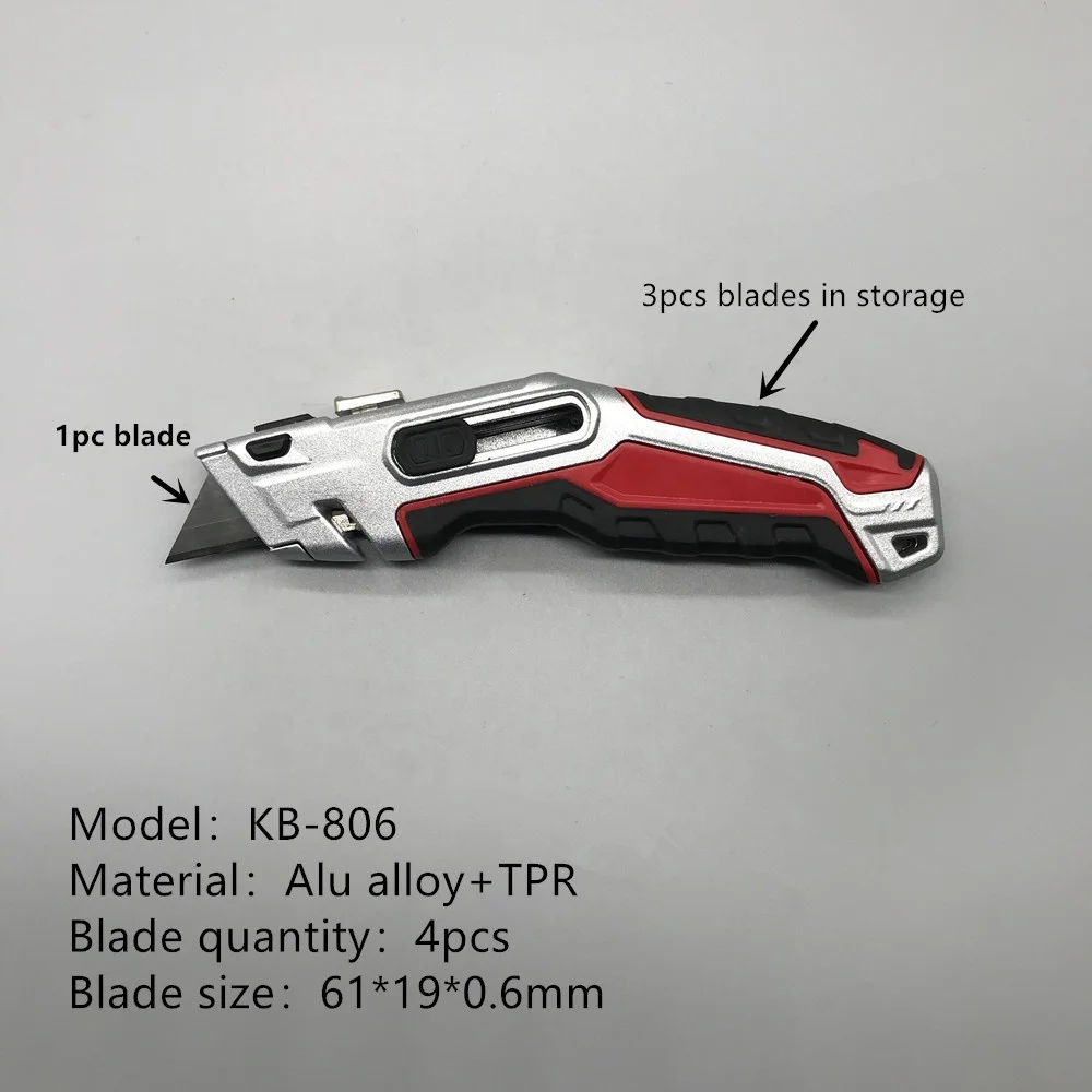 Aluminum Alloy Cutter Retract Utility Knife Safety Knife with 3 PCS T type  Replacement Blades