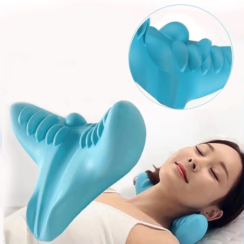 Neck Shoulder Stretcher Relaxer Cervical Spine Neck Traction Device Massage Pillow for Pain Relief Cervical Spine Alignment
