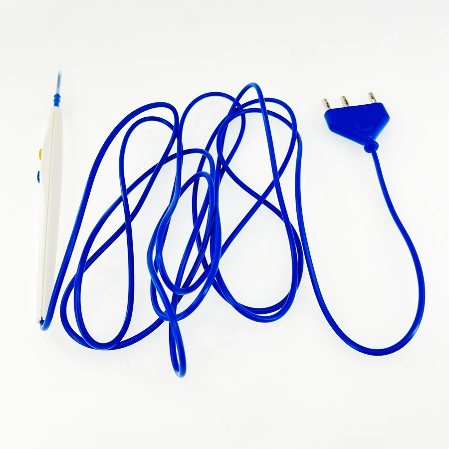 Factory Supply White Circle Button Medical Hand Control Disposable Electrosurgical Pencil with Blade