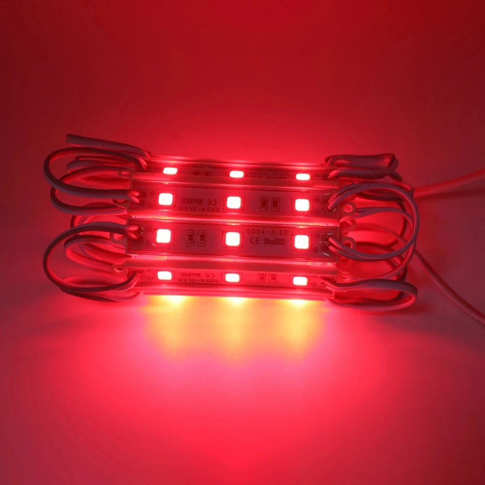 12 В светодиодные модули SMD 5054 водонепроницаемая лампа 3LED лента теплый белый синий красный зеленый подсветка рекламы
