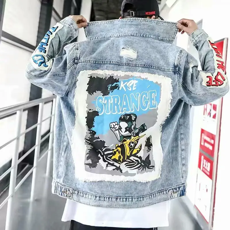 
Factory Custom Male Wear Boyfriend Denim Coat Men Distressed Jeans Jacket Oem Wholesale 