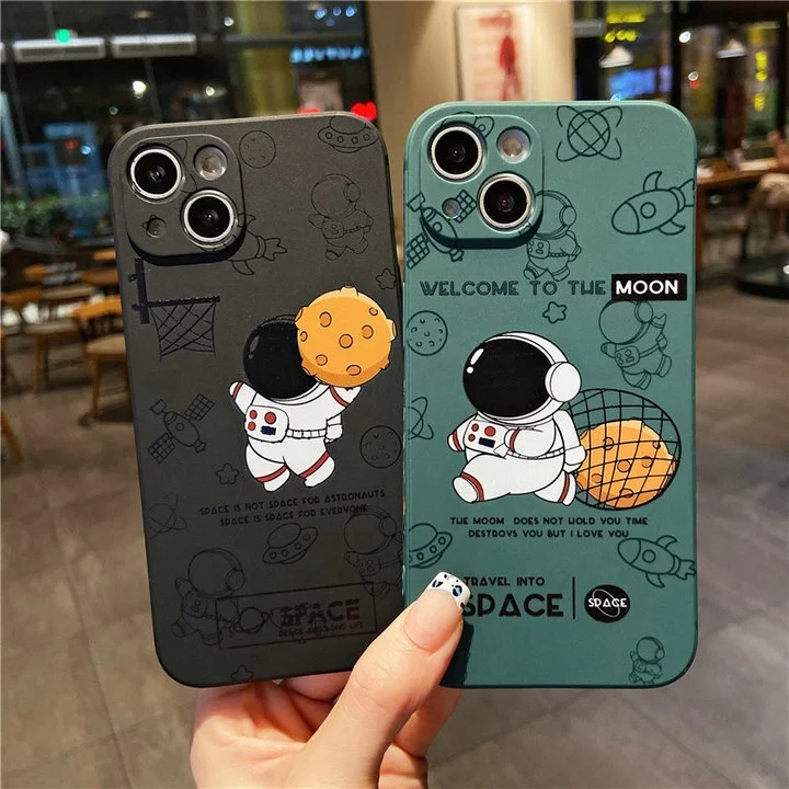 Funny cool side edge printing astronauts Spaceman phone case for iPhone 12Pro 13Pro shockproof silicone TPU case cover