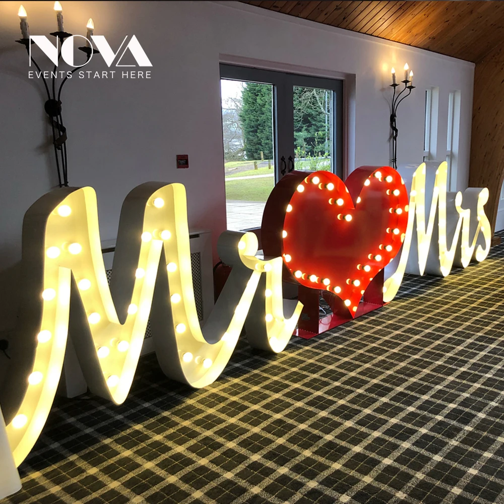 Custom Giant Love Led Letter Sign Light Mr Mrs Led 4ft Marquee Sign Letters