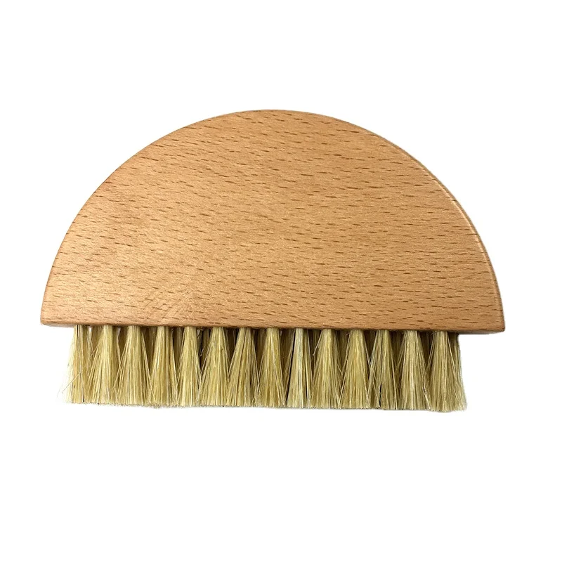 Factory Tiny Semicircle Beech Wood Cleaning Brush with Short Pig Bristle for Keyboard Cleaning