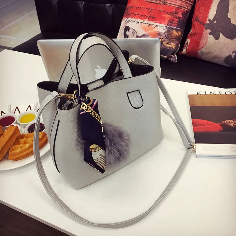 New product recommendation fashionable one shoulder scarf wool ball pendant retro diagonal handbag