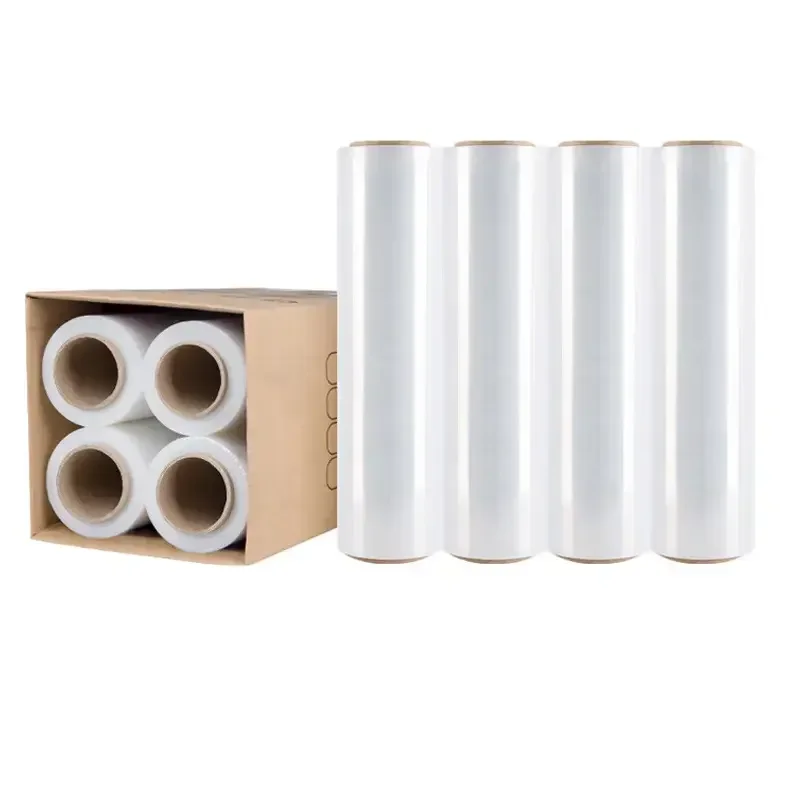 Transparent polyester pet pre-stretch factory price printed film roll stretch net plastic film for wrapping