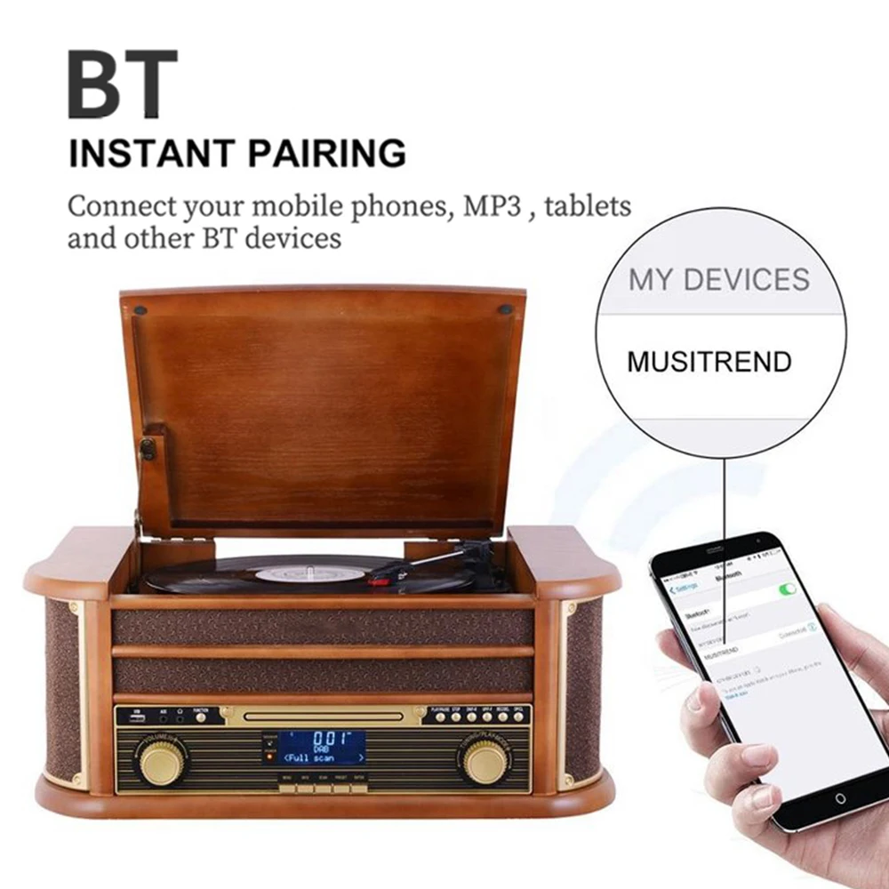 Romantic Vintage Classic Retro Antique Phonograph Gramophone Turntable Vinyl Record Player