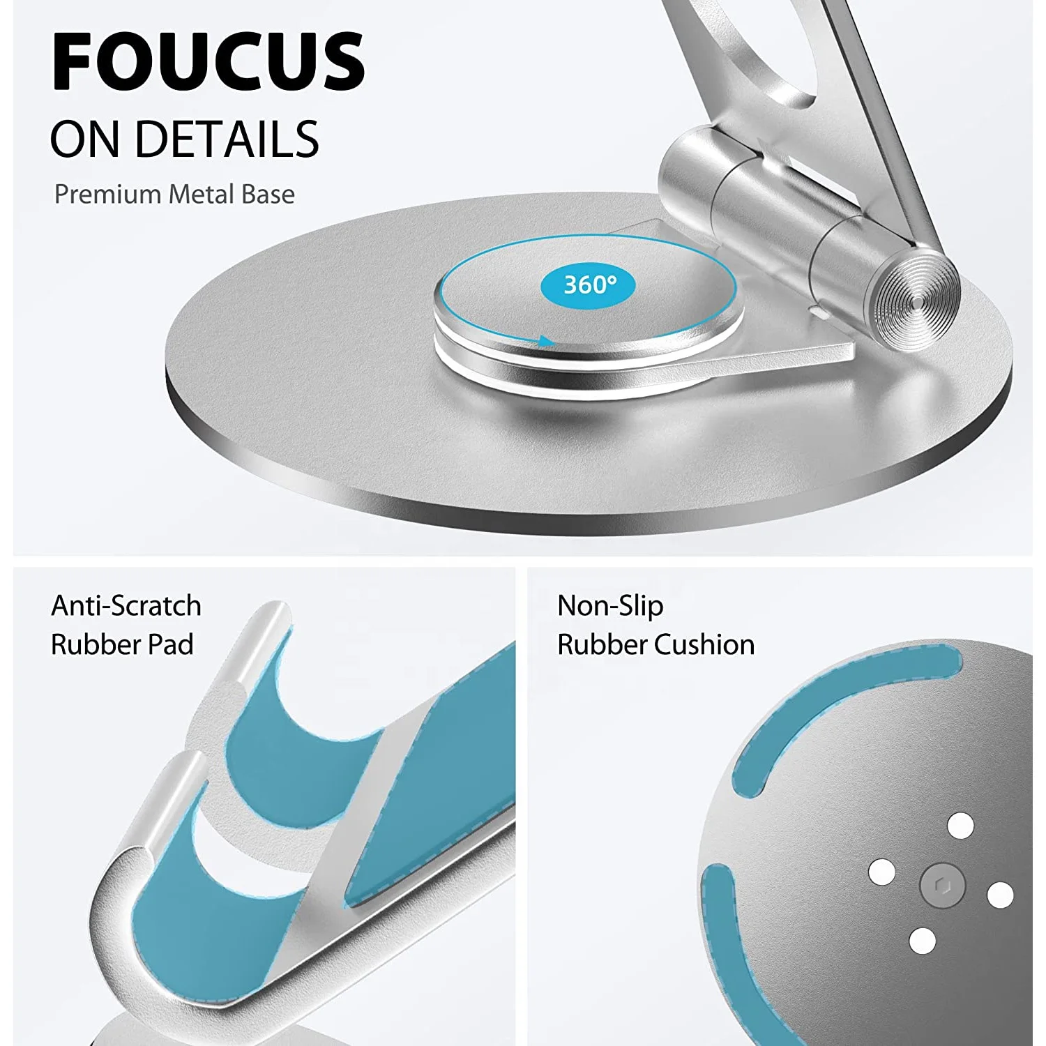 Tablet Stand Desk Riser 360 Rotation Multi-Angle Height Adjustable Foldable Holder Dock for 4-13.9 Inch Phone iPad Tablet Laptop