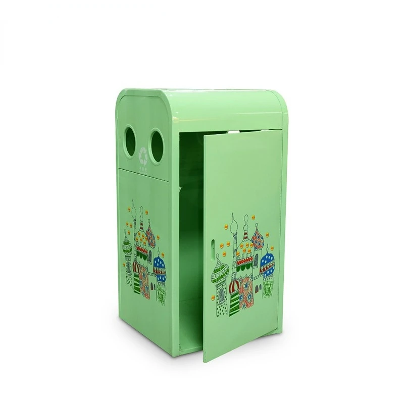Customized Advertising Printing Metal Garbage Bins Amusement Park Trash Can
