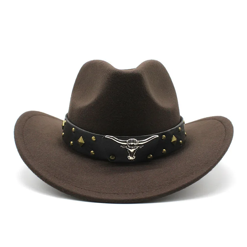 2024 new design cowboy western hat with belt decoration wholesale fashion felt cowboy hats for men