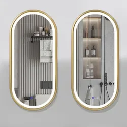 Decorative Led Vanity Wall Mirror Led Smart Metal Framed Bathroom Mirror Anti Fog Touch Screen Mirror For Hotel