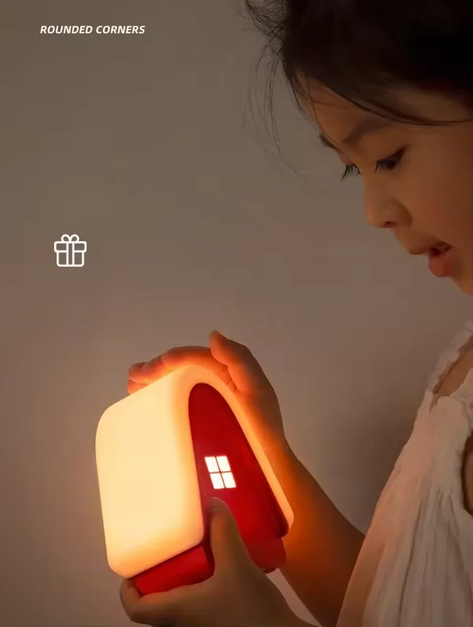 Cute Lamp Christmas House Night Light Soft Silicone Rechargeable Atmosphere Baby Touch Smart Light as Kids Christmas Gift