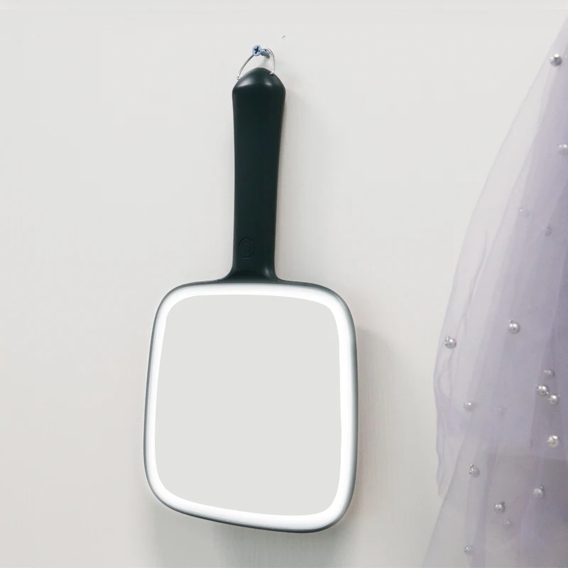 barber handheld mirror logo custom led hand mirror with handle