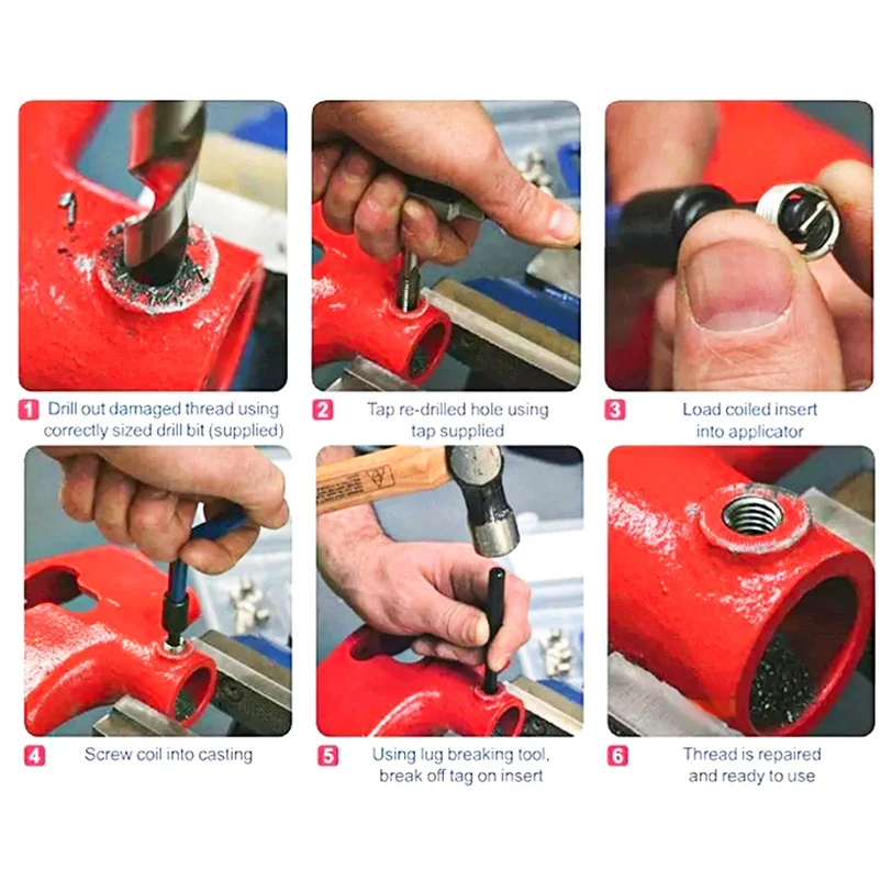 131pcs HSS Steel Metric Thread Repair Kit Drill Repair Tool Set Hex Key Installation Tool 1-Year Warranty OEM Support Hard Case