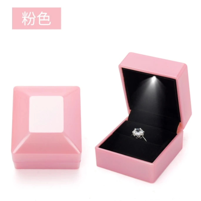 Led light jewelry gift velvet plastic boxes with custom ring led necklace big packaging pendant bracelet for christmas present