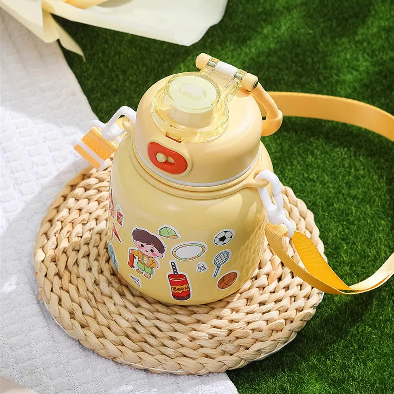 480ml Student Kids Portable Outdoor Strap Double Wall Vacuum 316 Stainless Steel Water Bottle Kettle