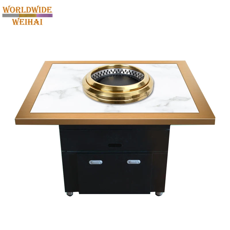 smokeless indoor barbeque table top electric grill/smokeless hot pot restaurant dining table/smokeless barbecue table