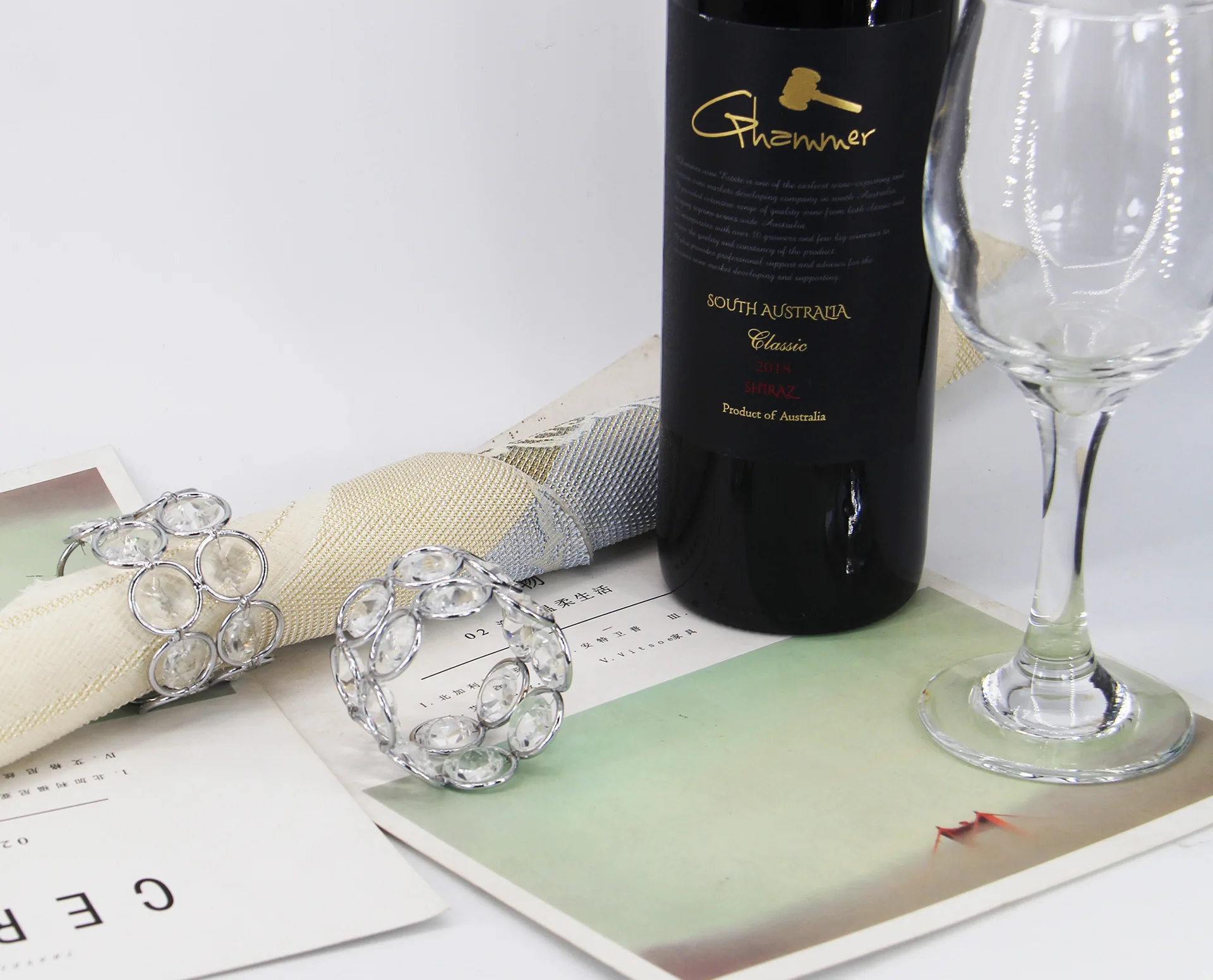 wholesale modern luxury silver crystal napkin ring wedding easter christmas  airplane bismillah diamond rhinestone bling custom