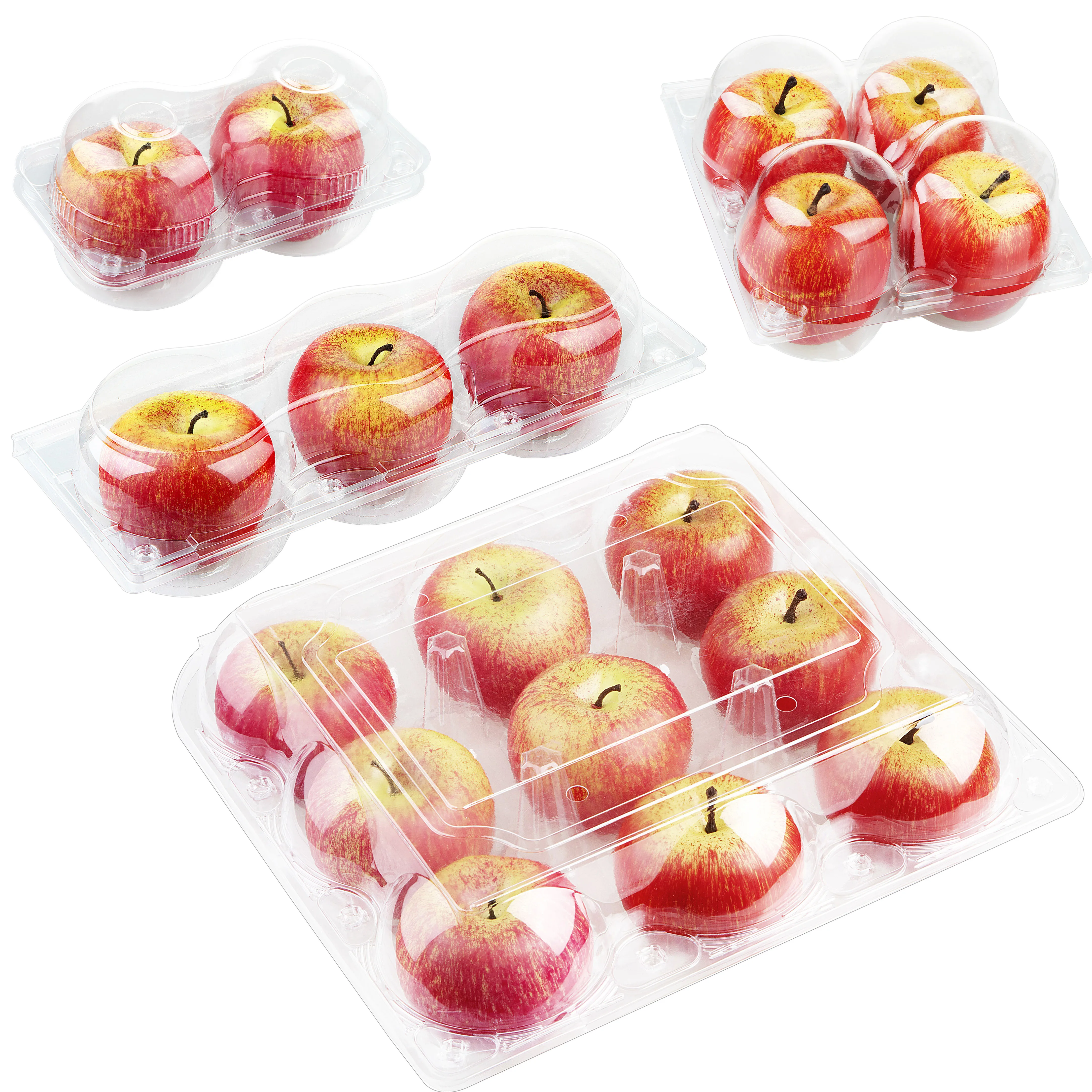 2, 3, 4, 8 & 9 Apple Custom Packaging Box  Disposable Plastic Clamshell Punnet Container
