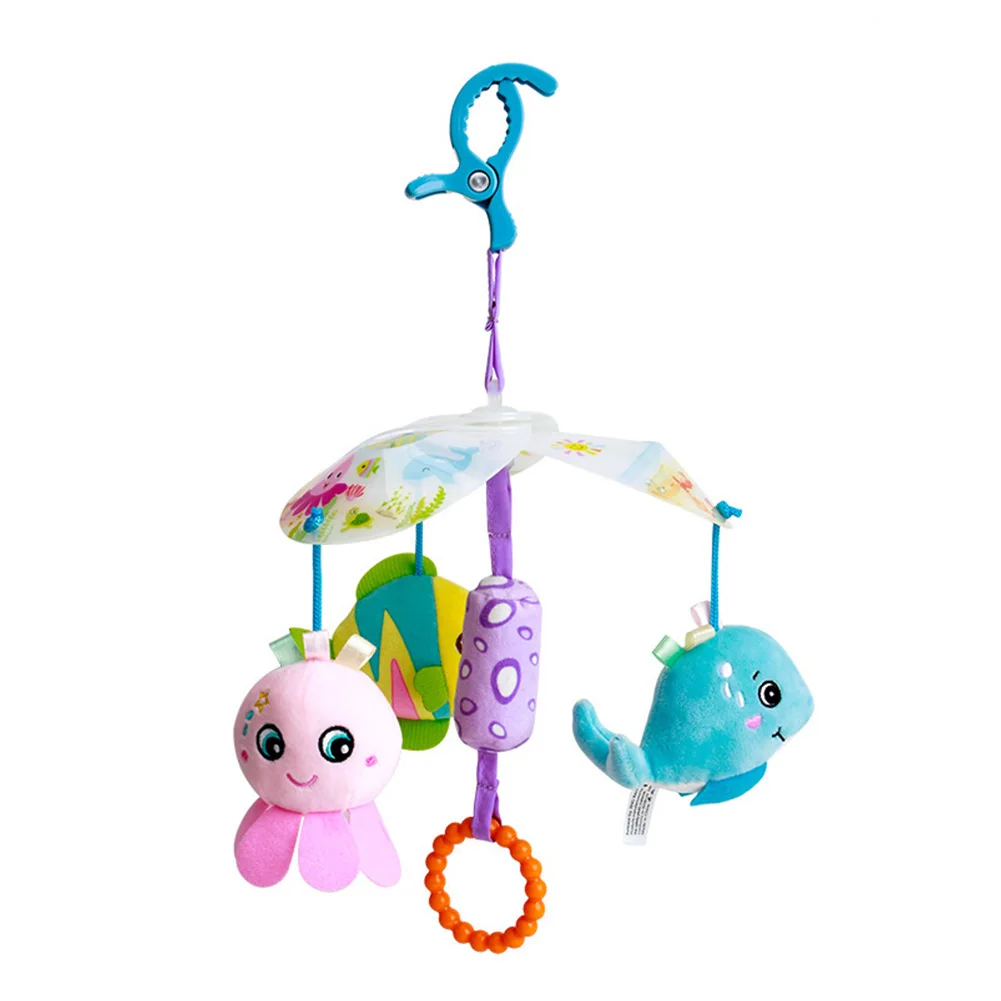 
Baby Stroller Mobile Soft Hanging Squeaky Toy Infant Newborn Buggy Mobile Plush Wind Chime for Crib Travel 