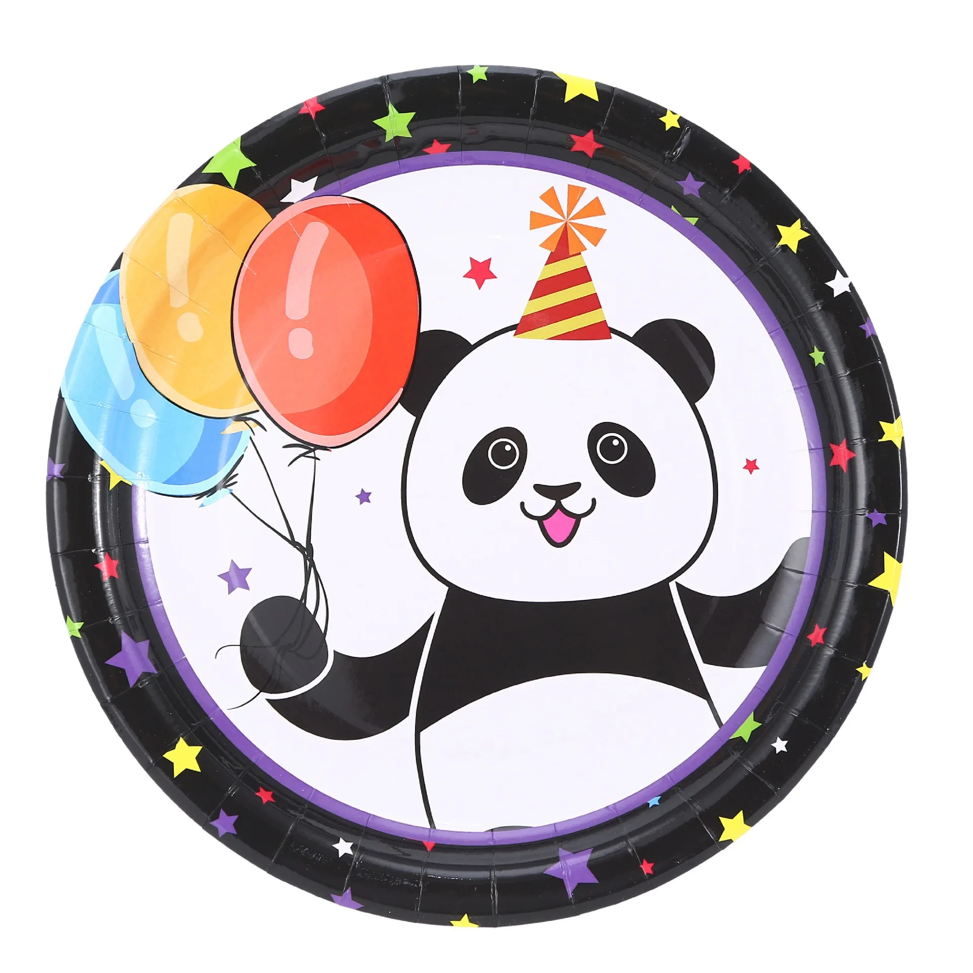 2022 Party panda theme disposal kung fu panda ornament Paper Plate Set plates 9inch 7inch cups napkin black panda theme