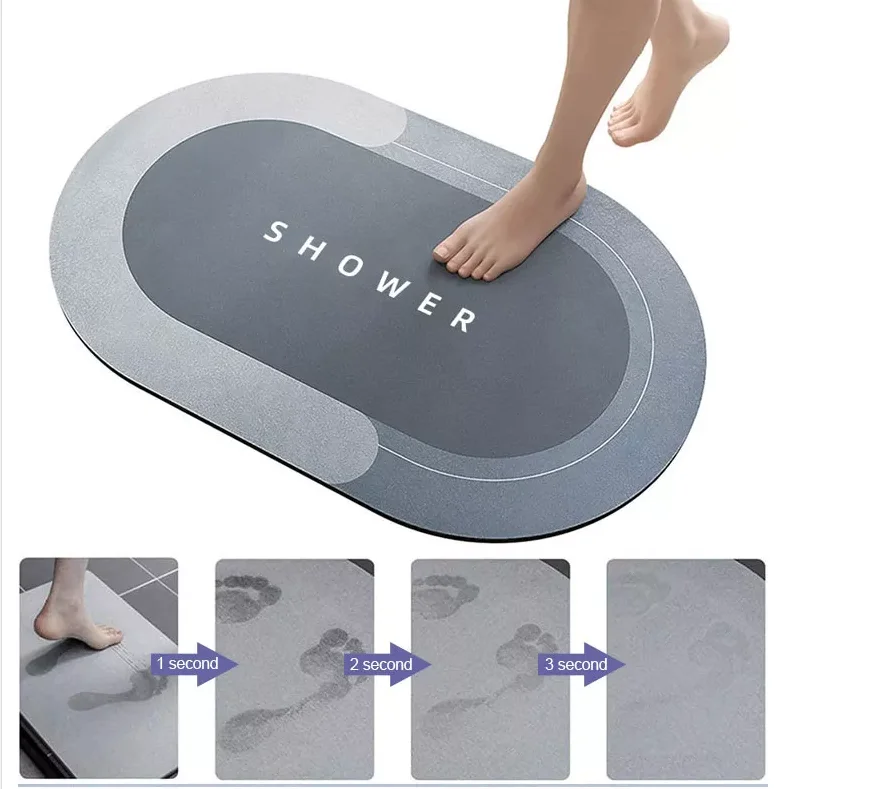 Anti Slip Soft Thin Large Long Unique Diatom Mud Bath Mat 2 Pc Set Memory Foam Shower Floor Mats