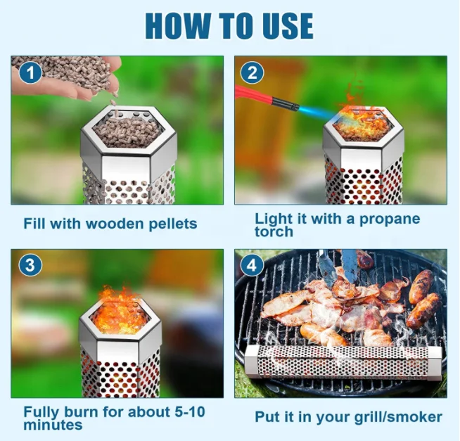 Portable Barbecue Pellet Smoker Tube Stainless Steel Smoke Generator