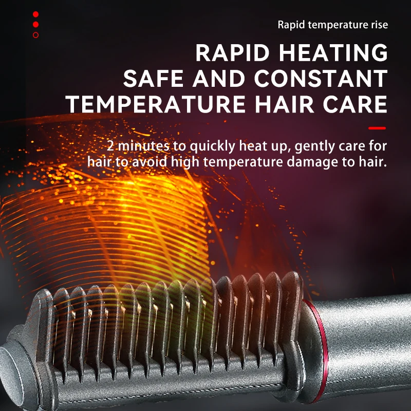 KEMEI Km-559 Electric Hot Comb Straightening Brush Cordless Fast Heated Electric Hair Straighten Comb