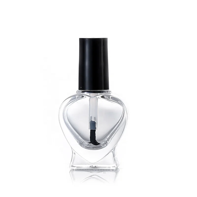 In stock 10ml heart shaped clear glass nail polish bottle for wholesale (NG04H)