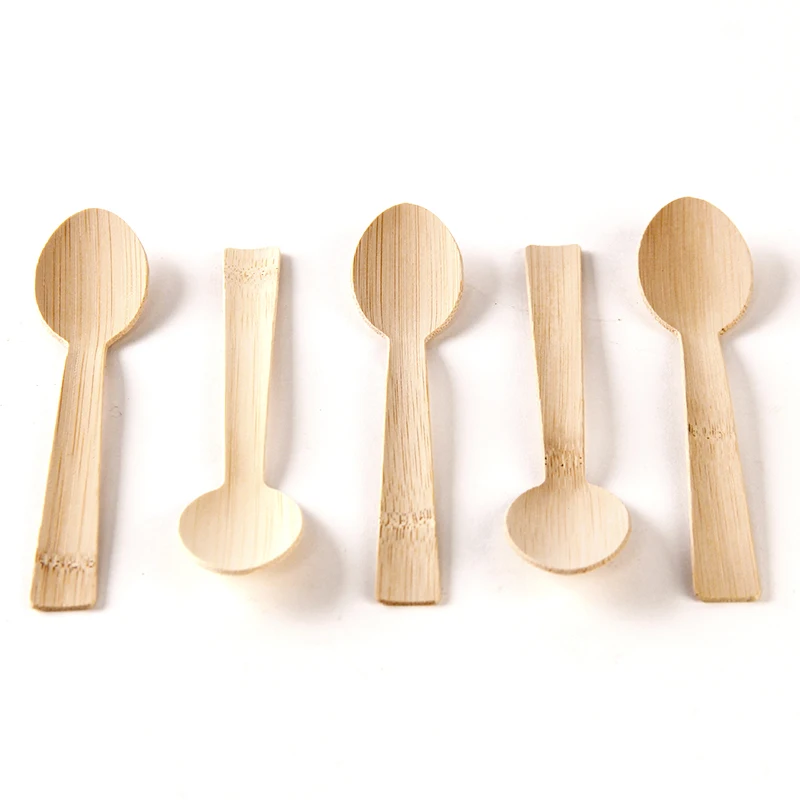 
Custom printed Environmental Lunch Portable 7inch Bamboo Smooth Wood Dinnerware Flatware Coffee Tea Spoon 