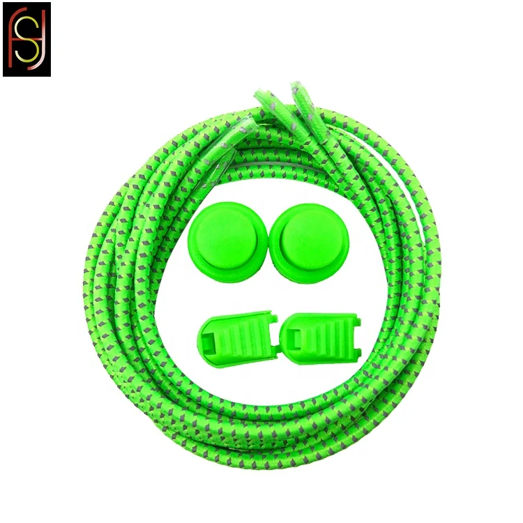 Solid color polyester custom shoe tips elastic lock no tie shoelace