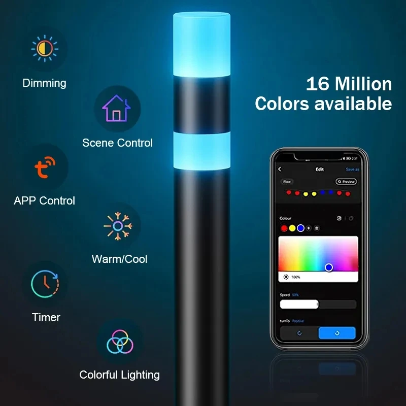 Новый садовый светильник с Wi-Fi Интеллектуальный фантомный для газона RGB уличный водонепроницаемый свет голосовым управлением