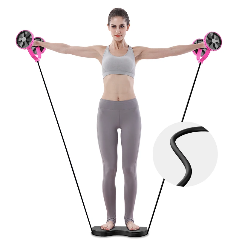 New Design Workout Exercise Equipment Body Fitness Sport Double Ab Wheel Roller Resistance Band