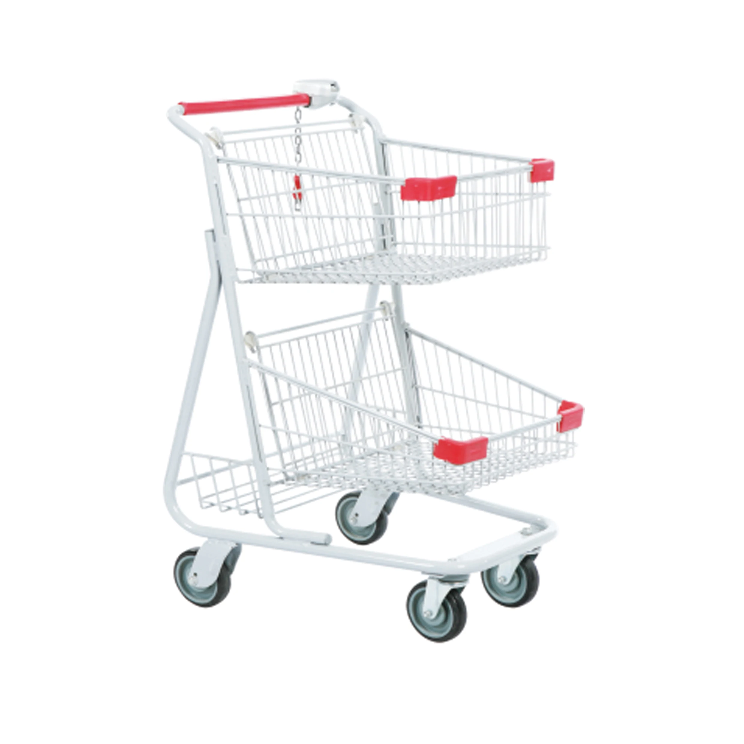 2021 Hot sale Double Plastic Basket shopping Trolley with good quality,shopping trolley price