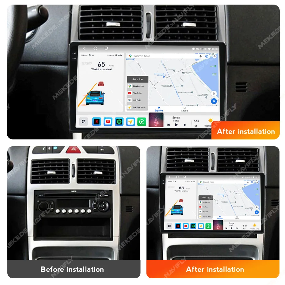 MEKEDE M6 PRO 3D car radio 4G LTE WIFI QLED screen 360 camera for Peugeot 307 2001-2008 car radio stereo GPS DSP BT