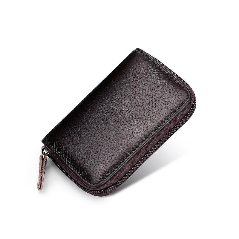 
atinfor RFID Card Clip Leather Card Cover Organ Zipper Leather Multi-Functional Wallet Certificate Purse 
